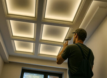 LED ışıklı modern asma tavan montajı yapan usta