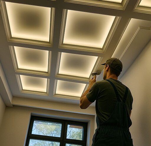 LED ışıklı modern asma tavan montajı yapan usta