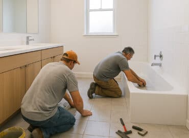 Banyo zeminine fayans döşeyen usta fayans uygulaması