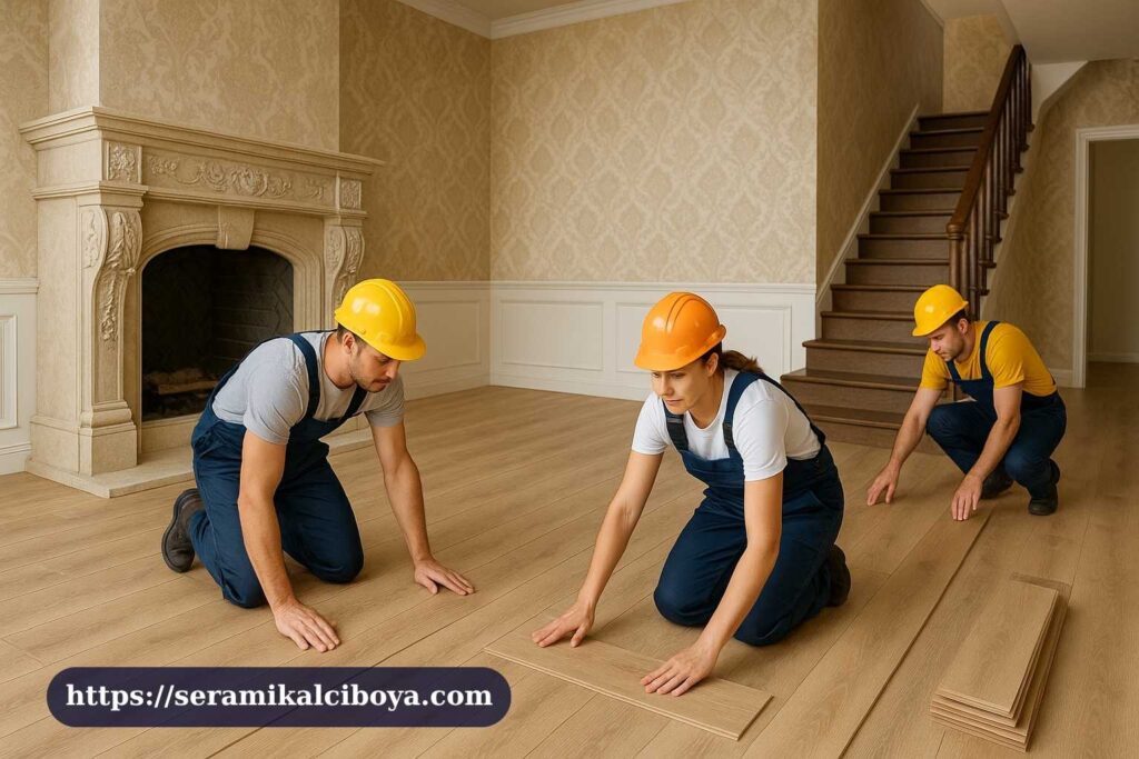 Antalya Demre Zemin Kaplama Parke Uygulaması 2025 3 Antalya Demre Zemin Kaplama Parke uygulamasında uzman ustalar tarafından parke zemin kaplama uygulaması yapılan dekoratif şömineli salon