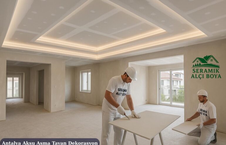 Antalya Aksu Asma Tavan Dekorasyon 2025 6 Antalya Aksu Asma Tavan Dekorasyon bir dairenin salonunda yapılan modern asma tavan dekorasyonu uygulaması.