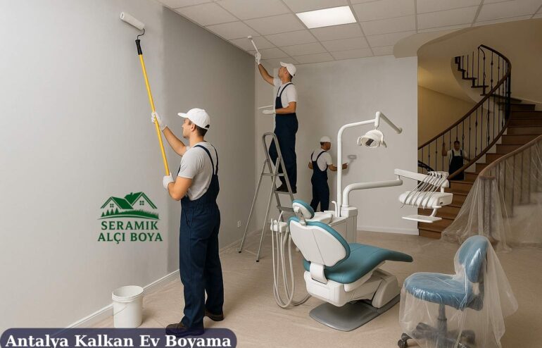 Antalya Kalkan Ev Boyama profesyonel ekip tarafından yapılan ev boyama uygulamasıyla modern salonun yenilenmiş estetik görünümü