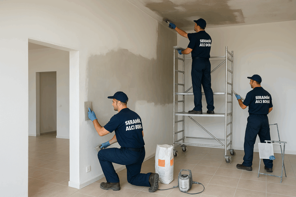 Antalya Konyaaltı Alçı Boya Uygulaması 2025 2 Antalya Konyaaltı Alçı Boya Uygulama Seramik Alçı Boya ustalarının iş yerinde gerçekleştirdiği profesyonel alçı uygulaması