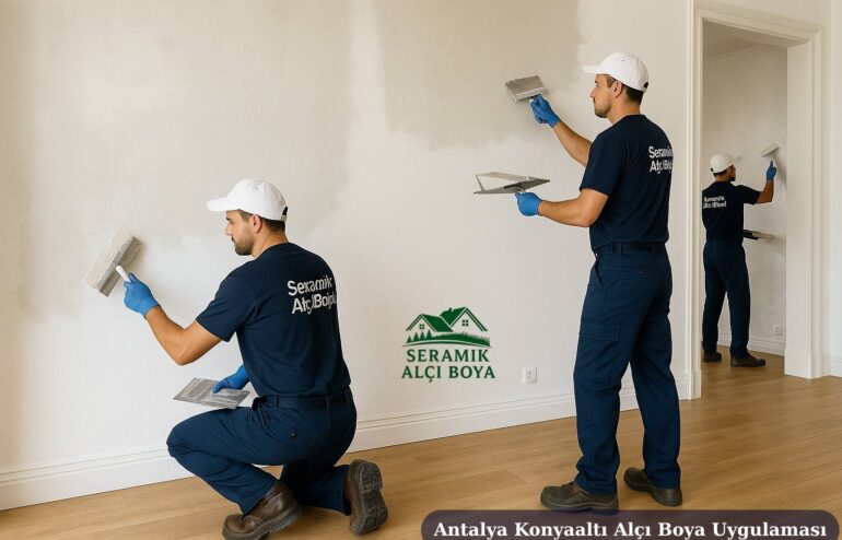 Antalya Konyaaltı Alçı Boya Uygulaması 2025 9 Antalya Konyaaltı Alçı Boya Uygulaması Seramik Alçı Boya ustalarının modern daire içindeki profesyonel alçı boya uygulaması