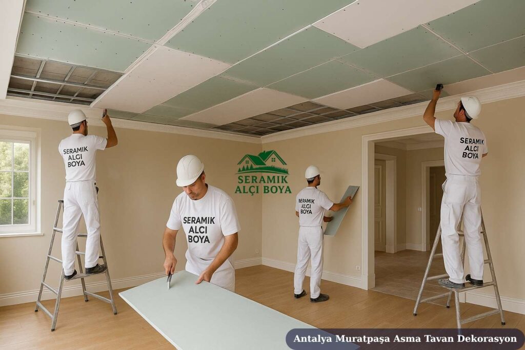 Antalya Muratpaşa Asma Tavan Dekorasyon 2025 2 Antalya Muratpaşa Asma Tavan Dekorasyon modern bir villada uygulanan LED aydınlatmalı alçıpan asma tavan dekorasyonu.