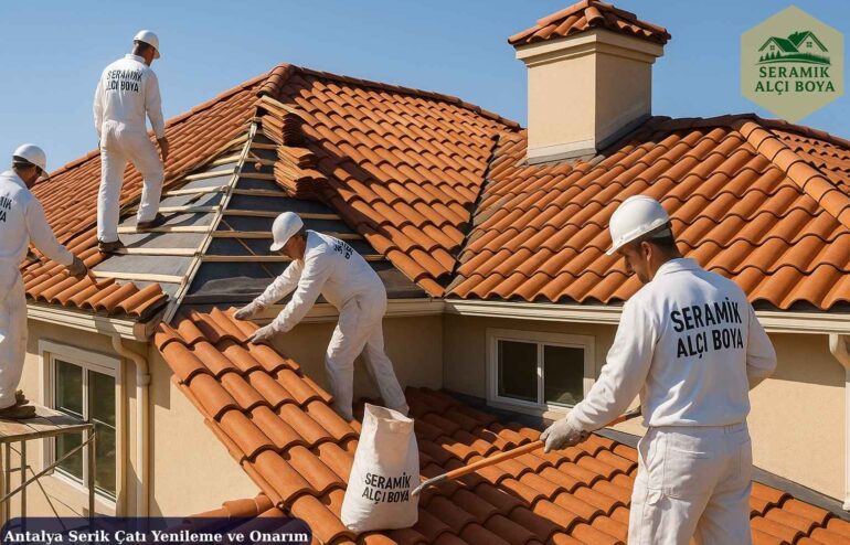 Antalya Serik Çatı Yenileme ve Onarım 2025 6 Antalya Serik Çatı Yenileme ve Onarım Serik’te Seramik Alçı Boya ekibinin villa çatısında gerçekleştirdiği profesyonel çatı yenileme ve onarım çalışması