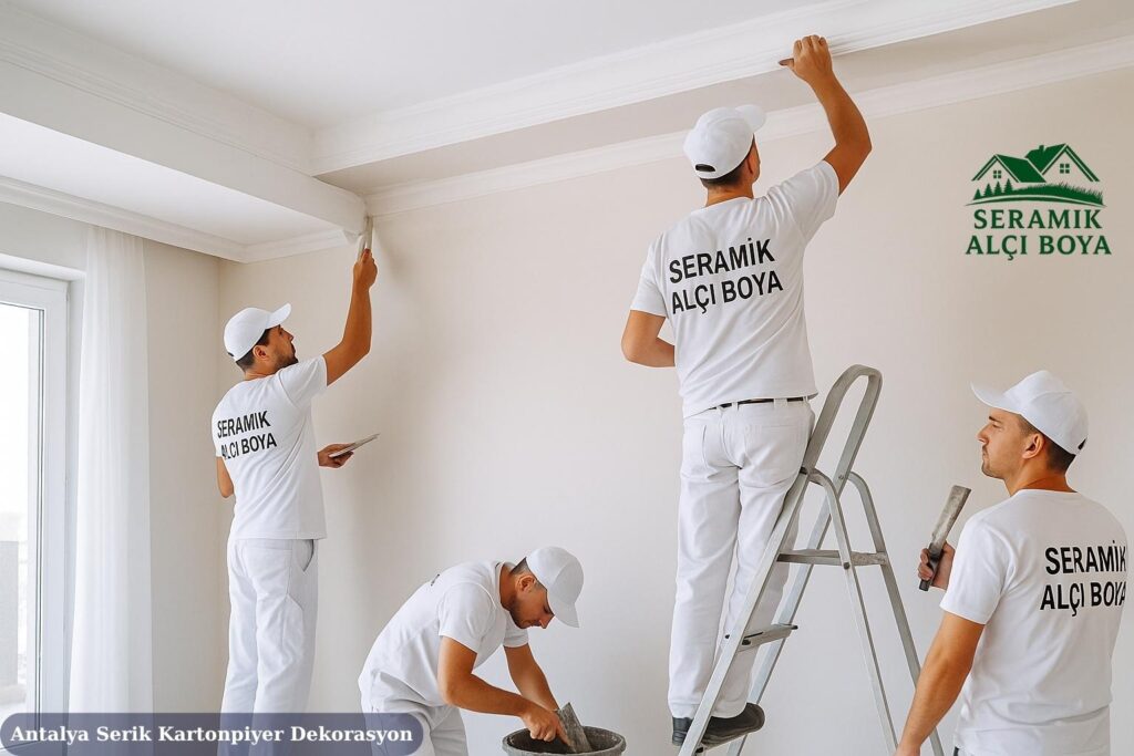 Antalya Serik Kartonpiyer Dekorasyon 2023 3 Antalya Serik Kartonpiyer Dekorasyon Serik’te Seramik Alçı Boya ustalarının bir villada kartonpiyer dekorasyonu ve alçı uygulaması yaptığı profesyonel çalışma.