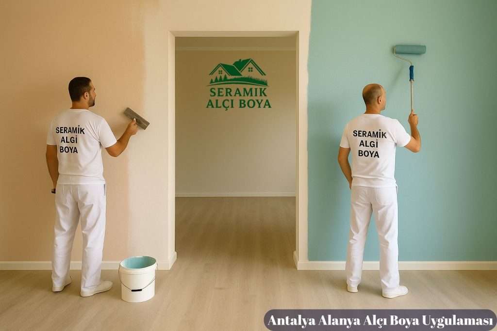Antalya Alanya Alçı Boya Uygulaması, Villa iç Cephe Sağ Yüzey Boyama