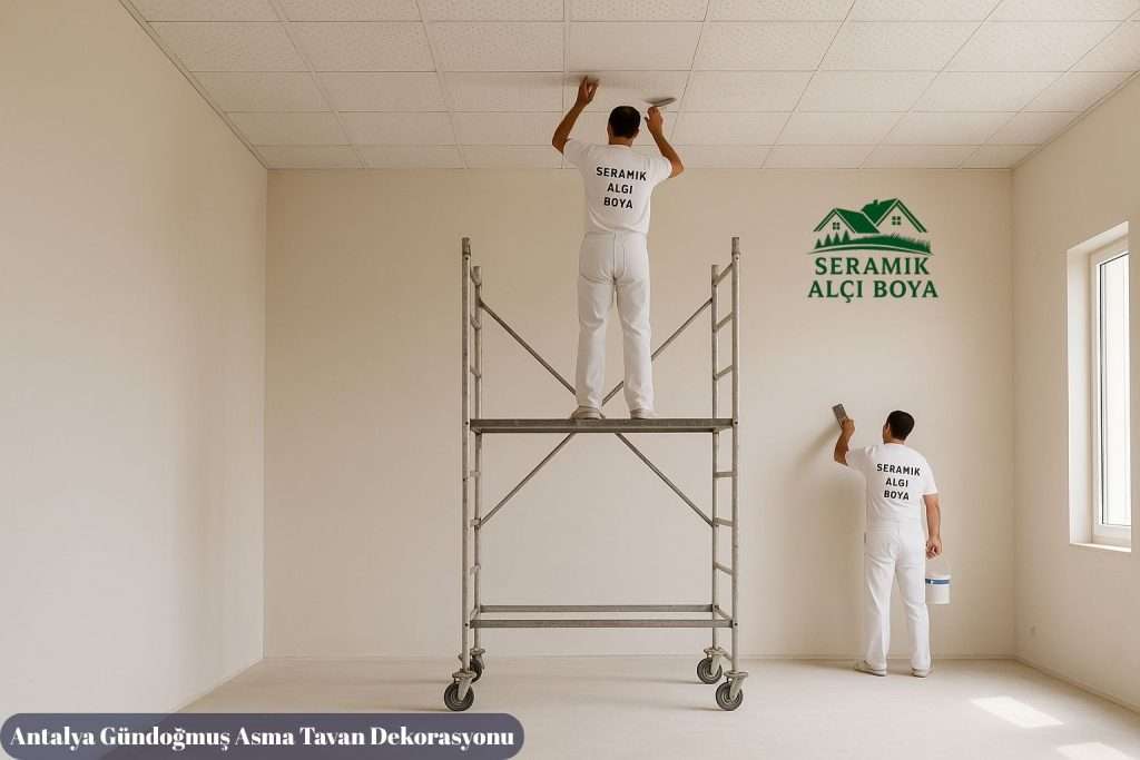 Antalya Gündoğmuş Asma Tavan Dekorasyonu  Gündoğmuş asma tavan dekorasyonu ile evler modern ve estetik bir görünüme kavuşuyor. Seramik Alçı Boya profesyonel çözümler sunar.